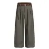 Pantalones de Traje Sueltos Casuales para Hombre con Cinturón, Diseño de Bloques de Color Plisado, Pantalones Largos de Pierna Ancha con Caída, Marca Trendy Ins
