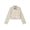 Chaqueta de Cuero Retro Americana con Solapa Corta para Mujer, Nueva de Otoño, Ajustada, Chaqueta Biker Top Tendencia