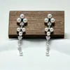 Elegantes Brincos Longos com Franjas de Pérolas com Agulhas de Prata S999, Zircônia Estilosa, Brincos Versáteis da Moda, Presilhas de Orelha, Acessórios de Orelha para Mulheres