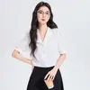 2026 Verano Nuevo Estilo Oficina Viaje Camisa Profesional Formal Blanca para Mujer Manga Corta Chifón de Alta Gama Conjunto