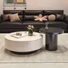 Mesa de centro redonda de ardósia designer para sala de estar, adequada para casas pequenas, luxo leve moderno, minimalista, de alta qualidade, novo estilo de mesa de chá pequena