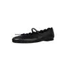 Sapatos Femininos Ballet Flat Mary Jane de Pele de Ovelha Macia com Babados Estilo Coreano 2026 Primavera Bico Redondo Couro Genuíno