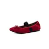 Zapatos Mary Jane de piel de oveja para mujer, zapatos de un solo color de corte bajo, nuevo modelo de otoño, piel genuina, puntera redonda, correa con lazo, zapatos de suela plana para mujer