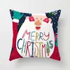 Funda de Almohada Decorativa Navideña Estilo Dibujo Animado Pintado a Mano Reno Muñeco de Nieve Papá Noel Decoración Funda para Cojín de Respaldo