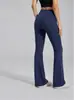 Pantalones de yoga de tiro alto que levantan el trasero, con sensación de segunda piel, pantalones deportivos de pierna ancha acampanados para fitness y Pilates, pantalones de campana ajustados para mujer