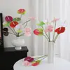 Flor Artificial de Anturio Falso Impresa en 3D Anturio de Fuego Decoración de Salón de Bodas Decoración del Hogar Planta Verde Artificial Fabricante de Flores Falsas