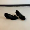 Zapatos de cuña Mary Jane de corte bajo y punta redonda para mujer 2026 Otoño/Invierno Nuevo Diseño Lazo Atmósfera Sencilla Zapatos