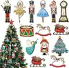 10 Peças da Série Paraquedas do Papai Noel Artesanal de Madeira Decorações para Casa Jardim Presente de Feriado Enfeites Pendurados Madeira Teca