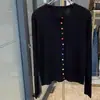 Cárdigan de Punto de Lana para Mujer Cuello Redondo Adelgazante Invierno Botón Arcoíris Tejido Fino Corte Ajustado Otoño Invierno Transfronterizo Nuevo Chino Versátil