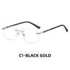 Llegada Nueva 2025 Gafas Planas Artísticas Retro Sin Marco Anti-Luz Azul para Hombre Casual Negocios Caja Protección Ocular Montura para Miopía
