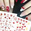 Ano Novo Novos Adesivos de Nail Art Ano Novo Laço da Fortuna Vermelho Festivo Hello Kitty Estrela Cabeça de Maçã Adesivos de Unha