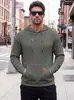 Sudadera con capucha de punto para hombre transfronteriza TK primavera y otoño jacquard texturizado manga larga bolsillo canguro etiqueta de cuero cordón sudadera casual