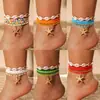 Tobilleras Trenzadas de Concha Acrílica Estilo Bohemio de Resort Transfronterizo Tobilleras de Estrella de Mar de Resina Estilo Playa Siete Piezas
