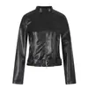 Chaqueta Corta de Cuero 3D Estilo Calle Americano 11KN para Hombres y Mujeres, Corte Ajustado, Versátil, Estilo Motociclista, Adelgazante, Abrigo Corto Casual