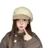 Gorra octogonal de retazos estilo retro para otoño e invierno para mujer, versión coreana, cálida, moderna, versátil y a la moda, tipo boina