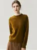Suéter de Tricô Cashmere 100% Puro Estilo Francês para Mulheres com Bordas Franzidas, Falso Duas Peças, Suéter Base Quente
