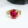 Anillo Corazón de Rubí Cultivado Guan Yu Anillo de Corindón Rojo Moda para Mujer Venta al por Mayor Dropshipping S4012404