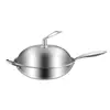 Sartén wok de titanio, martillado y forjado, saludable y sin recubrimiento, bajo humo, antiadherente, apto para estufas de gas