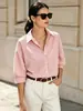 Moda feminina transfronteiriça europeia e americana 2026 Amazon nova elegante temperamento estilo ins camisa de manga curta gola virada listrada