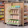 Prateleiras de supermercado, expositores de chão comerciais multi-camadas para lanches e bebidas, novo modelo de expositores móveis e prateleiras de armazenamento para supermercado