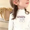 Camiseta Base de Manga Larga con Orejas de Peluche para Niñas, Otoño e Invierno, Top de Cuello Medio-Alto para Niñas Pequeñas, para Niños de Edad Media a Mayores
