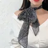 Estiramiento en Cuatro Direcciones, Alta Elasticidad, Resistente a las Arrugas, Longitud Media, Bufanda de Seda Multifuncional, Pañuelo para el Cuello, Pañuelo para la Cintura, Producto Nuevo, Dulce y Fresco, Delgado