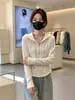 Novedad Otoño/Invierno 2026 Sudadera Larga Holgada con Capucha Estilo Coreano para Mujer Chaqueta Versátil con Sentido de Diseño de Cremallera A15019