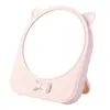 Espejo de Maquillaje con Lazo Estilo Ins Espejo de Tocador Femenino Almacenamiento de Escritorio Plegable Espejo de Princesa Orejas de Gato Lindas Espejo Pequeño
