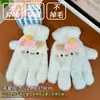 Lindos Guantes de Felpa de Cinco Dedos para Mujer en Invierno, Cálidos y Engrosados, Estudiante, Dibujos Animados, Pantalla Táctil, Ciclismo, Bufanda Resistente al Frío de Invierno