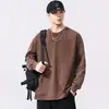 Camiseta de Manga Larga Lavada Vintage Pesada 320g Talla Grande para Hombre Xh 260, Top Retro Holgado de Moda con Copos de Nieve.
