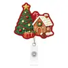 Clip de tubarão com glitter tipo lã de Natal, 360 graus giratório, retrátil, porta-cartão de peito, dezenas de milhares de estilos em estoque, envio rápido