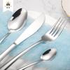 Suministro directo de fábrica serie gruesa elegante 304 acero inoxidable vajilla occidental suministros para hotel cuchillo para bistec tenedor cuchara juego