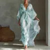 Ropa de mujer transfronteriza europea y americana 2026, vestido casual de corte holgado, elegante vestido con cuello en V de estilo femenino