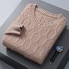 Suéter de visón para hombre, jersey de cuello redondo, holgado, grueso, de lana, sencillo y cálido, novedad de otoño e invierno de 2023