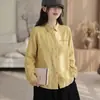 Camisa de manga larga bordada de algodón puro, holgada y estilizada, estilo coreano, casual y versátil, adecuada para primavera y otoño, top de nicho