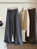 Calça de Lã Mesclada Estilo Coreano Casual Perna Larga Balão Feminina Outono Novo Cintura Alta Emagrecedora Solta Cobre os Quadris Versátil Foice Calça Longa
