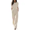 Comercio Exterior Transfronterizo Moda Femenina Nueva Elegante Europea y Americana Mono de Verano de Color Sólido Adelgazante