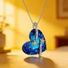 Collar de Corazón Azul Amoroso de Venta Caliente Transfronterizo con Incrustaciones de Cristal para Mujer, Accesorio de Colgante de Moda Europea y Americana, Regalo del Día de San Valentín
