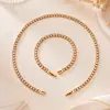 Set de Collar y Pulsera de Diamantes Multicolores Europeo y Americano, Acero Inoxidable Chapado en Oro de 18 Quilates, Fila Única Completamente Incrustada de Diamantes, Joyería de Moda para Mujer