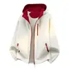 Chaqueta Holgada de Moda High Street Estilo Universitario para Hombres y Mujeres Cardigan con Capucha Versátil Chaqueta de Manga Larga Top para Pareja Bloques de Color
