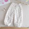 Calça Antimosquito Estilo Doce e Fofo para Meninas 2026 Verão Leve Respirável Estampa de Desenho Calça Lanterna para Bebês Calças Longas