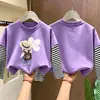 Camiseta de manga larga a rayas para niña, nueva y elegante camiseta básica infantil para primavera y otoño 2026, top de algodón puro para niña pequeña, estilo ins