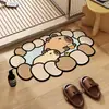 Alfombra de Piso de Barro de Diatomeas Dibujo Animado de Capibara Alfombrilla para Pies Absorbente de Agua de Baño Capibara Lindo Forma Irregular Antideslizante Alfombra de Entrada