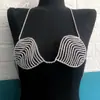 Corrente de peito geométrica tridimensional popular transfronteiriça europeia e americana AliExpress corrente corporal de sutiã bikini diamante curva de personalidade