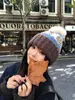 Gorro de lana grueso estilo Fair Isle holgado para mujer, cálido para invierno, para circunferencia de cabeza grande, con protección para las orejas, gorro de punto adelgazante