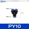 Conector neumático de plástico azul en T PY6 tubo de gas inserción rápida PW junta rápida PEG12-8/4/10 reductor