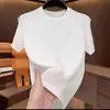 Camiseta Masculina Manga Curta Secagem Rápida Gola Redonda, Tendência Verão Masculino Textura de Seda Gelada, Moda Manga Meia, Versátil, Roupa Masculina de Luxo Leve