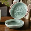 Cuenco para ensalada con diseño de anillo creativo estilo retro cuenco de cerámica vajilla para el hogar cuenco redondo venta al por mayor alto valor de color cuenco para restaurante