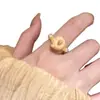 Anillo Abierto de Pata de Oso Perla Lindo para Mujer, Anillo de Dedo Índice Juguetón de Lujo Ligero de Nicho de Gama Alta, Tendencia de Anillo de Moda y Único