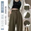 Calça de terno cinza para mulheres, com estilo relaxado e casual, nova coleção outono 2026, com caimento sofisticado e elegante, calça pantalona slim-fit